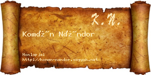 Komán Nándor névjegykártya