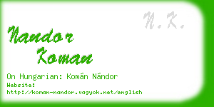 nandor koman business card